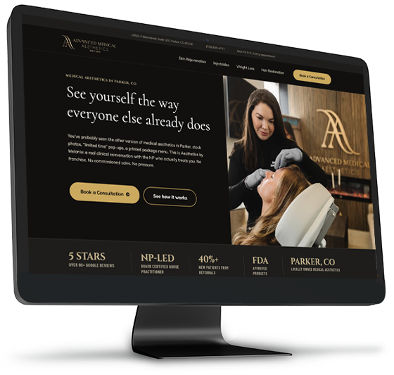 Computer image showing website design of AMA client