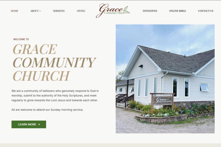 Website design for Grace Community Church, a church in Red Lake, Ontario, Canada.