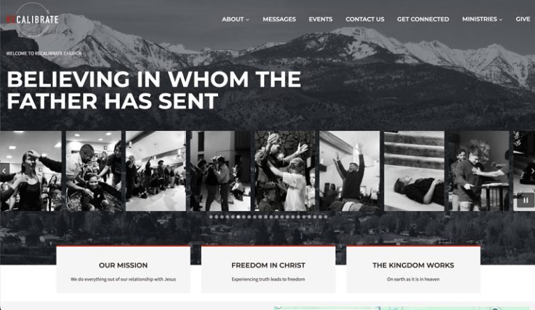 Website design for Recalibrate Church, a church in Durango, Colorado.